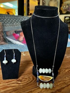 Butterfly wing necklace and earring set